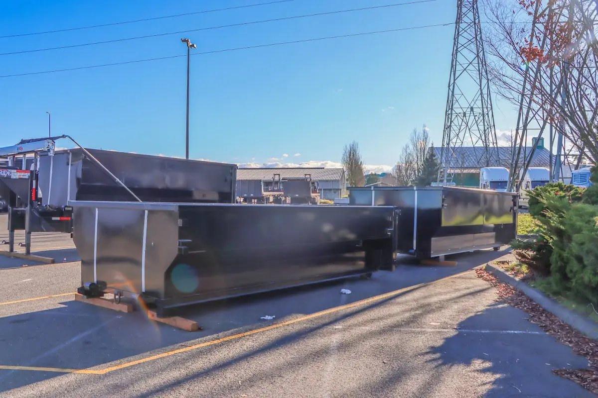 Roll-off dumpster ready for waste disposal at job site for 4 Yard Dumpster Rental in Tuttle
